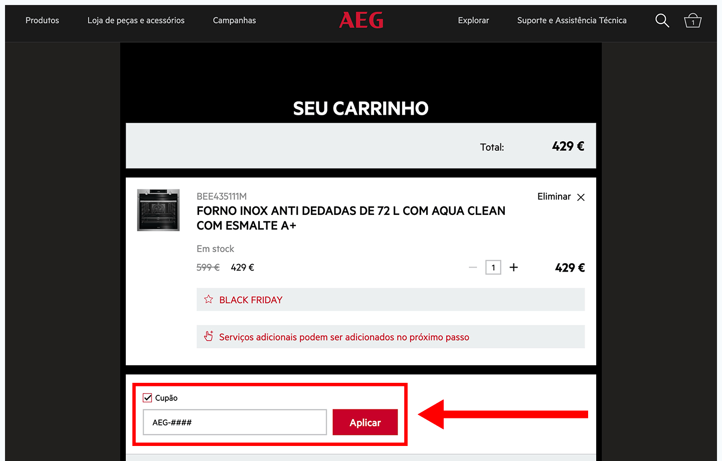 aeg, passo 3: insira o código