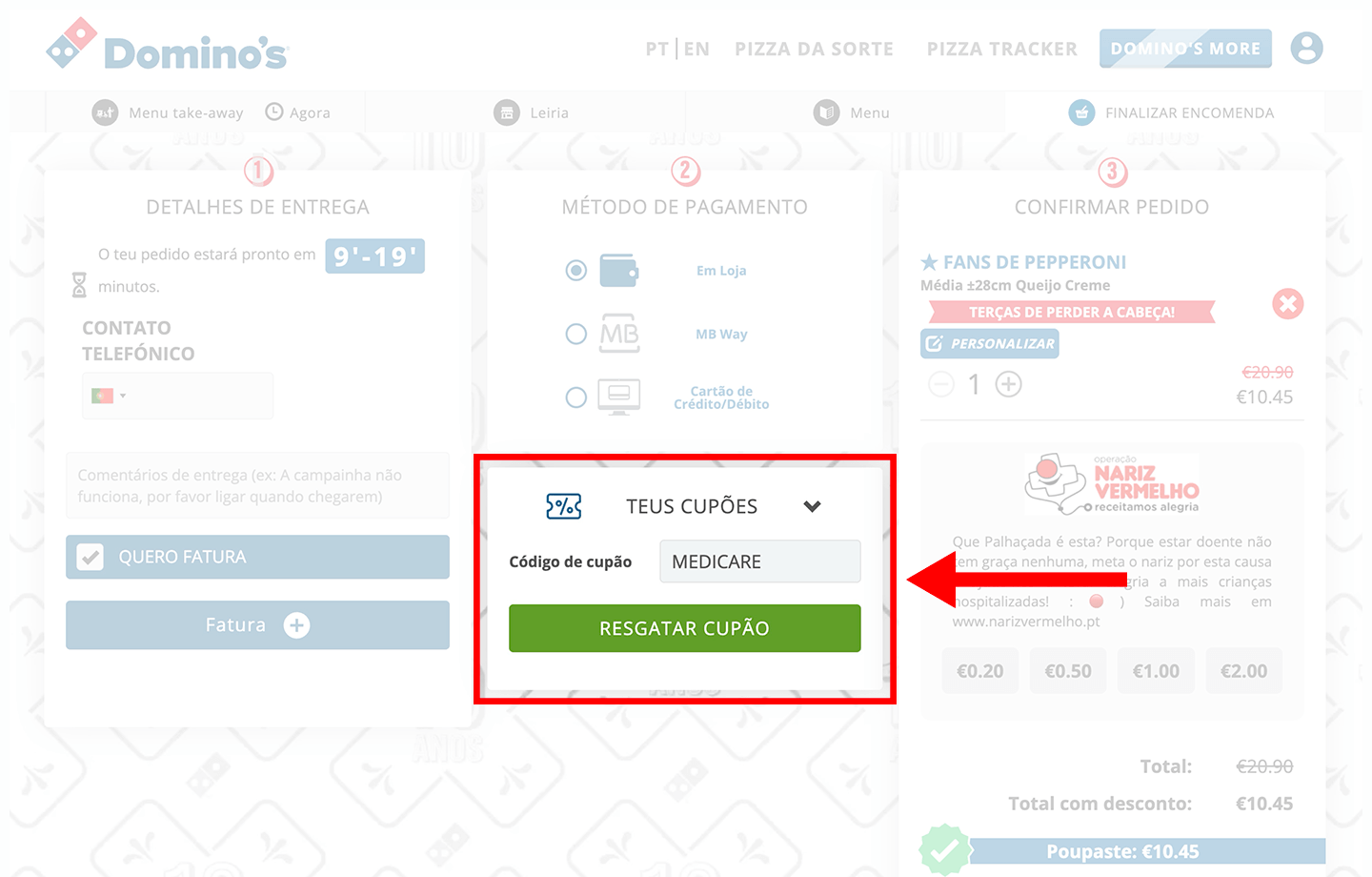 domino&#039;s pizza, passo 2: agendamento
